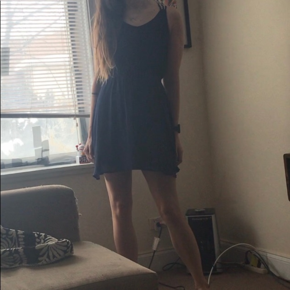 Navy blue semi-formal dress.